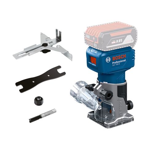 Fresadora inalámbrica Bosch GLF 18V-8, 1 fresa y 2 pinzas